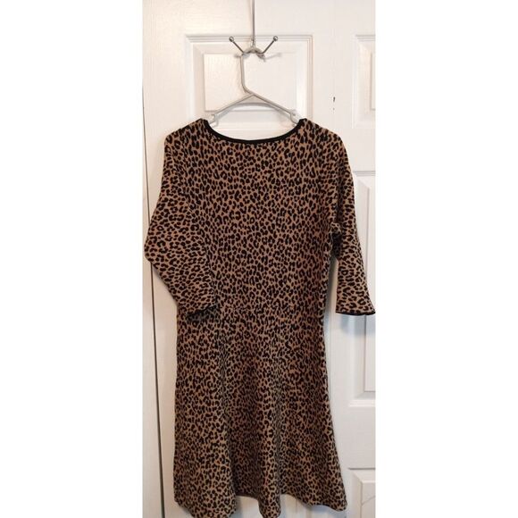 Ann Taylor brown and black leopard print‎ knit dress - Picture 2 of 6